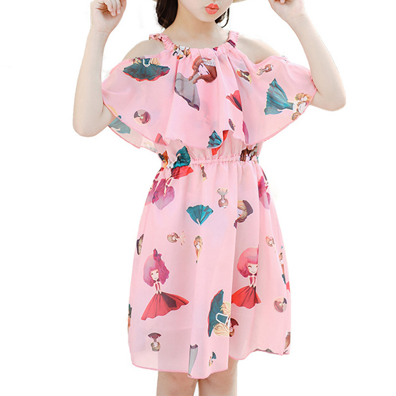 

Beautiful Cartoon Print Cold Shoulder Dress