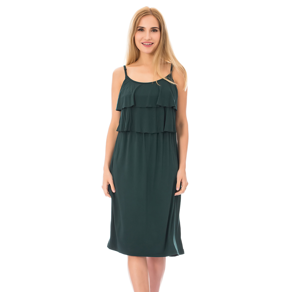 

Casual Solid Ruched Nursing Slip Dress