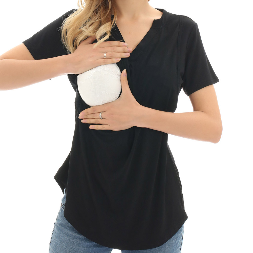 

Casual Solid Short-sleeve Nursing Tee