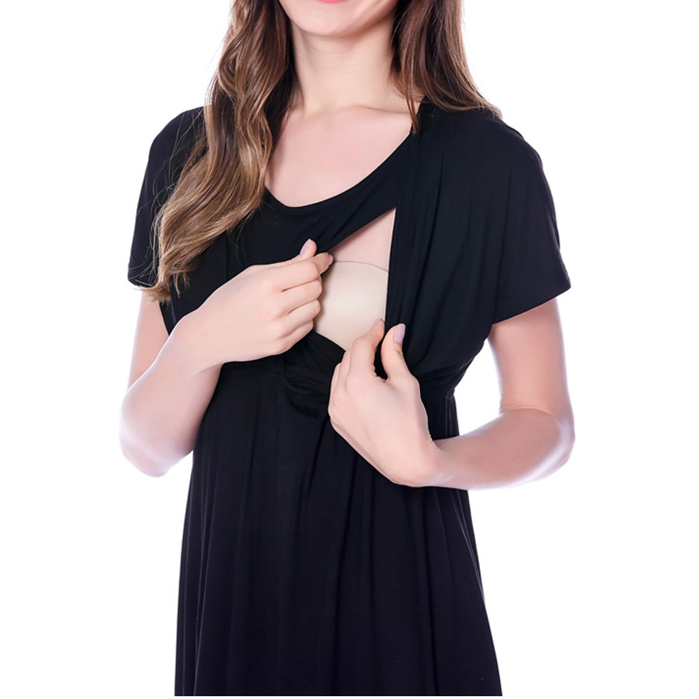 

Maternity Round collar Plain Knee length X Short-sleeve Nursing Dress