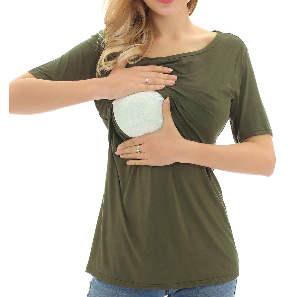 

Maternity Round collar Plain Short-sleeve Nursing Tee