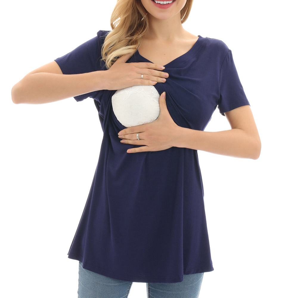 

Nursing casual Print V-neck Short Sleeve Short-sleeve Nursing Tee