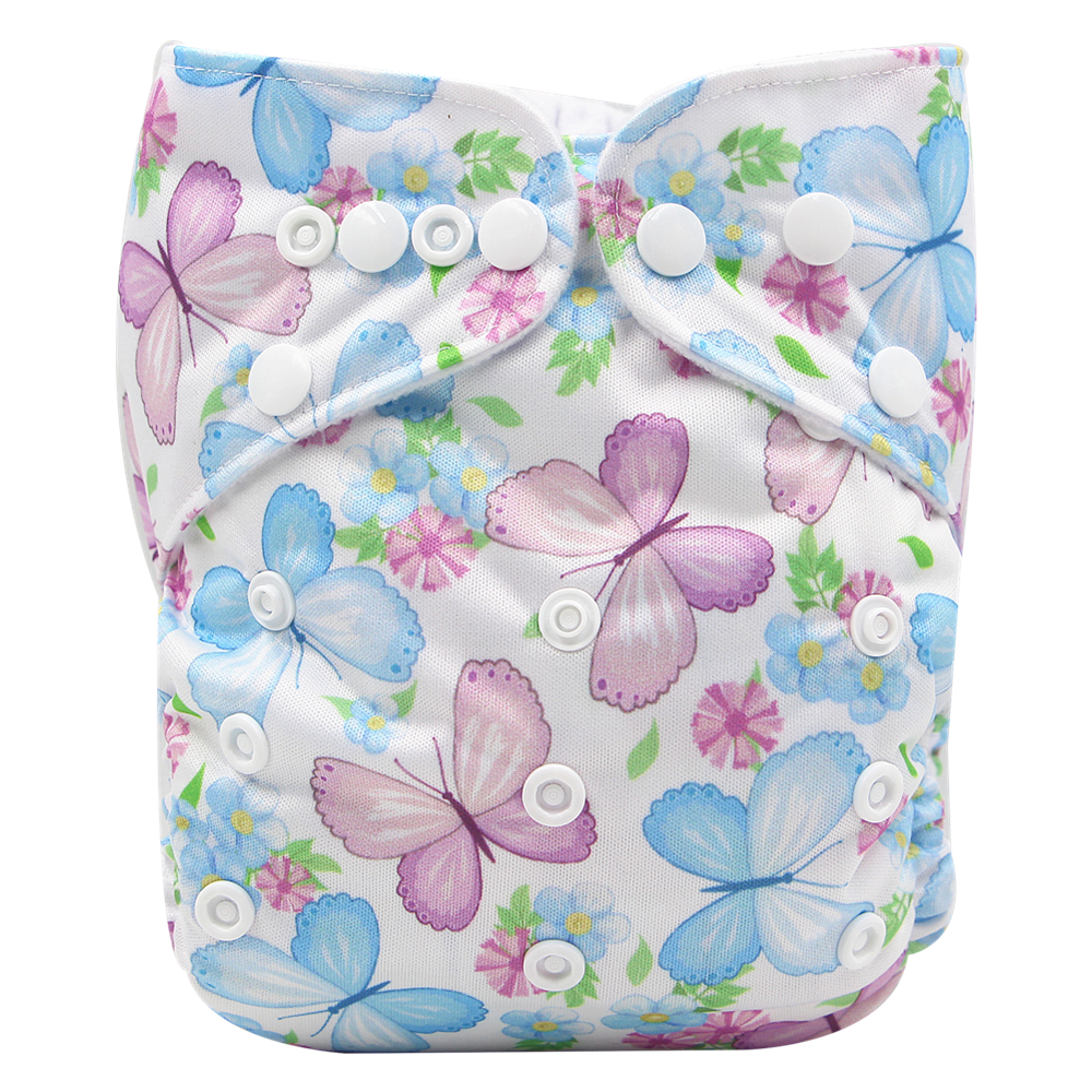

Reusable Adjustable Butterfly Print Cloth Diaper with One Insert