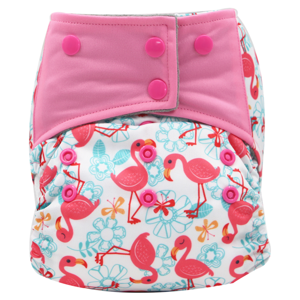 

Reusable Flamingo Print All in One Baby Cloth Diaper
