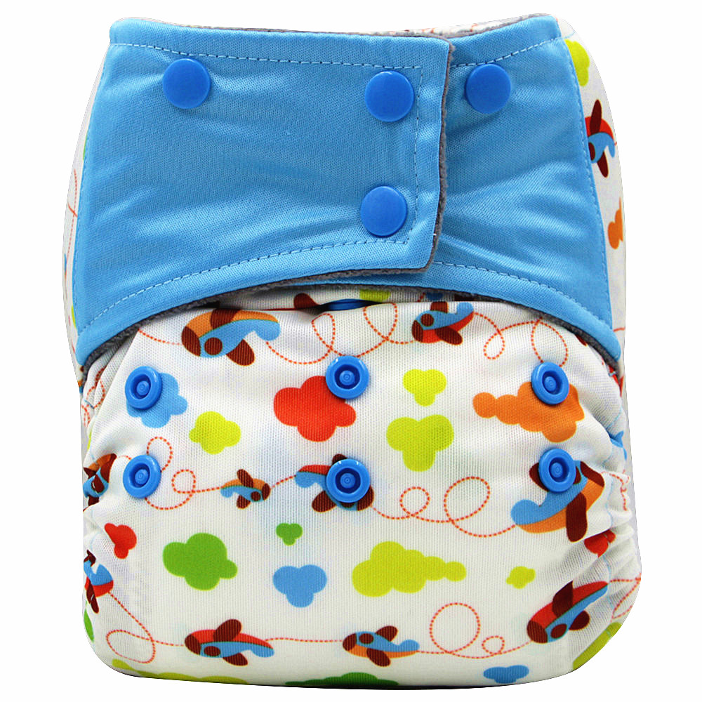 

Reusable Cartoon Plane Print All in One Baby Cloth Diaper
