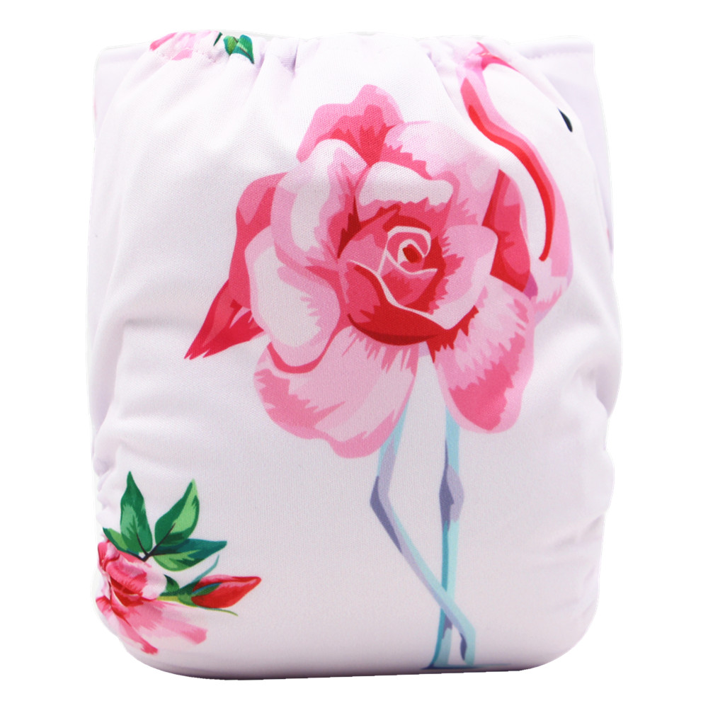 

Reusable Adjustable Big Rose Print Cloth Diaper with One Insert