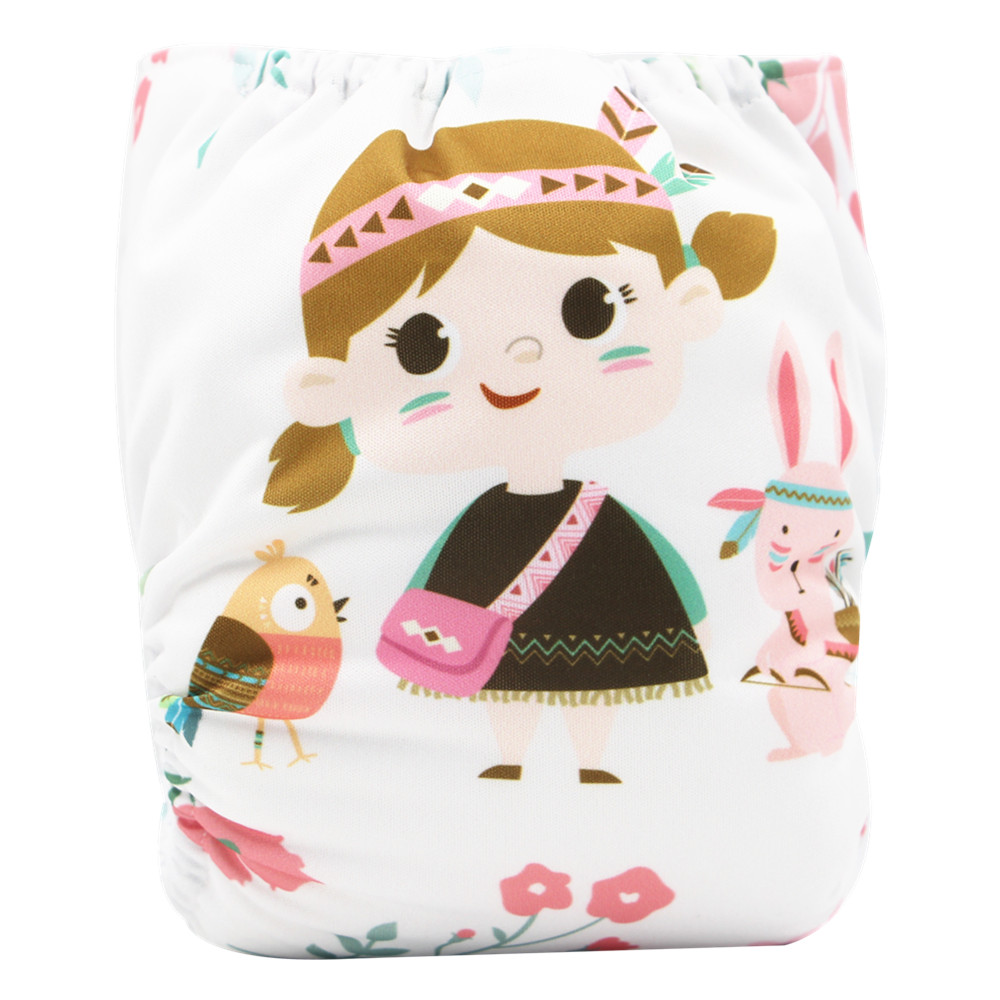 

Reusable Adjustable Girl Print Cloth Diaper with One Insert