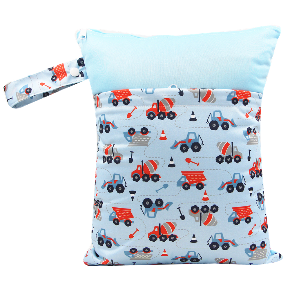 

Truck Print Waterproof Hanging Cloth Diaper Wet/Dry Bags with Double Pockets