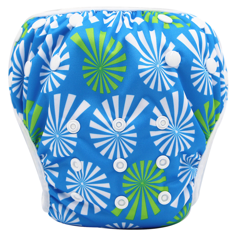 

Reusable Adjustable Fan Print Baby Swim Diaper