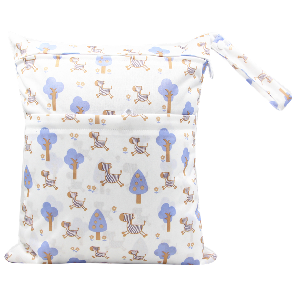 

Double Pockets Zebra Print Waterproof Hanging Cloth Diaper Wet/Dry Bags