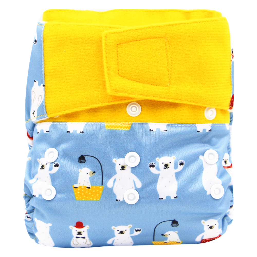 

Waterproof Adjustable Bear Print Cloth Diaper with One Insert