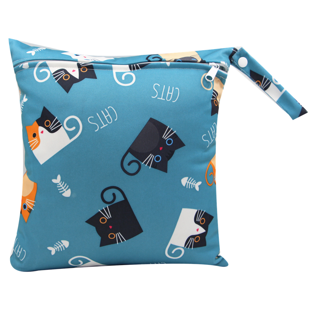 

Waterproof Cat Print Cloth Diaper Wet/Dry Bags