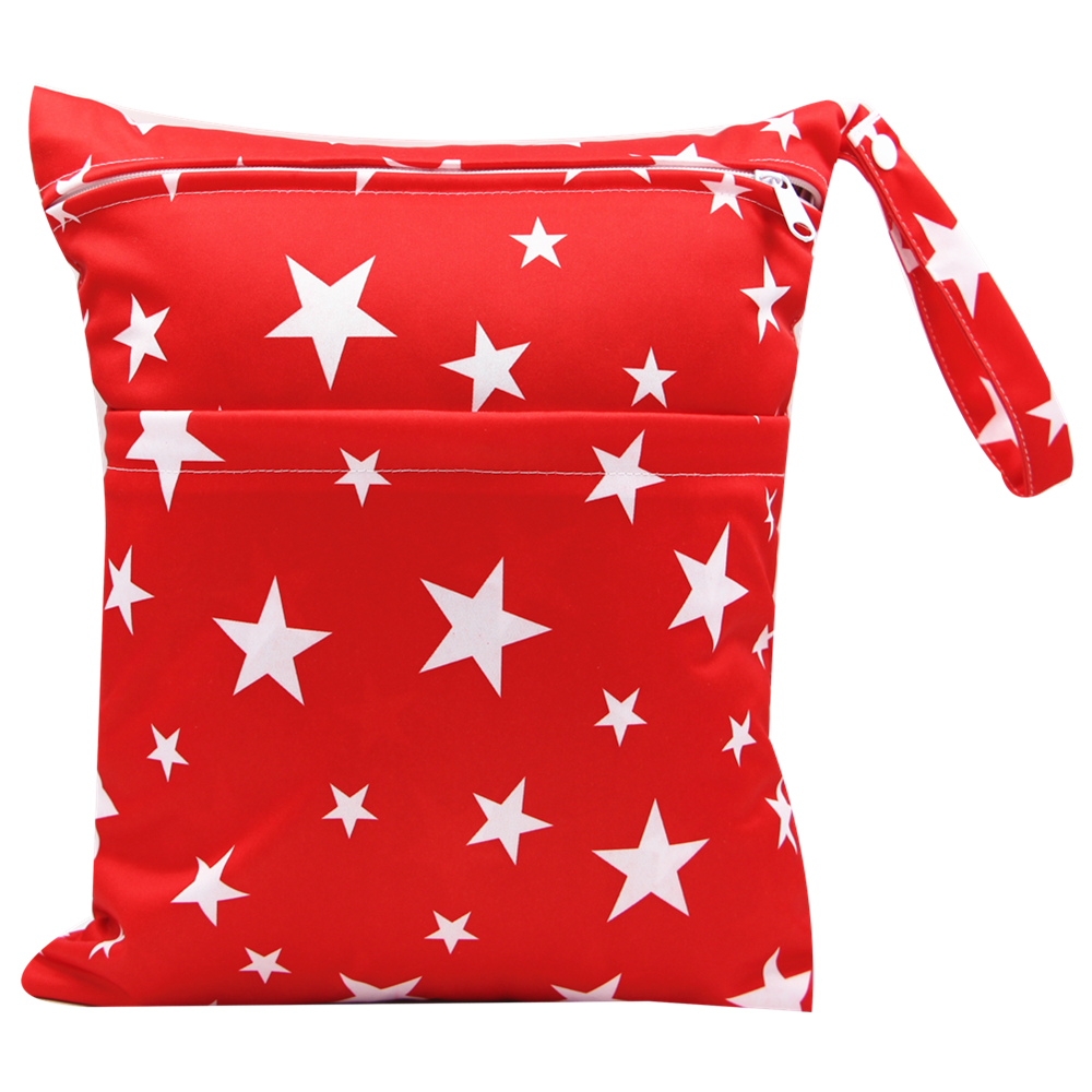 

Waterproof Double Pockets Star Print Cloth Diaper Wet/Dry Bags