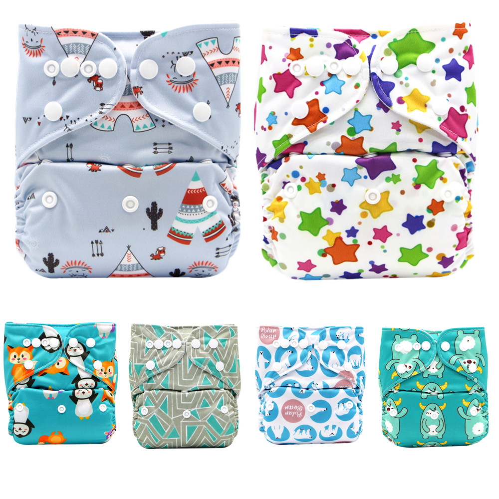 

Baby Cartoon Cloth Diapers One Size Adjustable Washable Reusable for Baby Girls and Boys