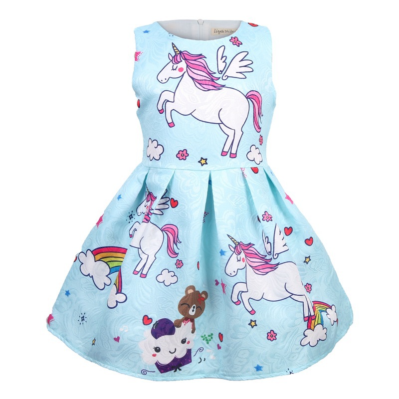 

Lovely Unicorn and Rainbow Pattern Sleeveless Dress