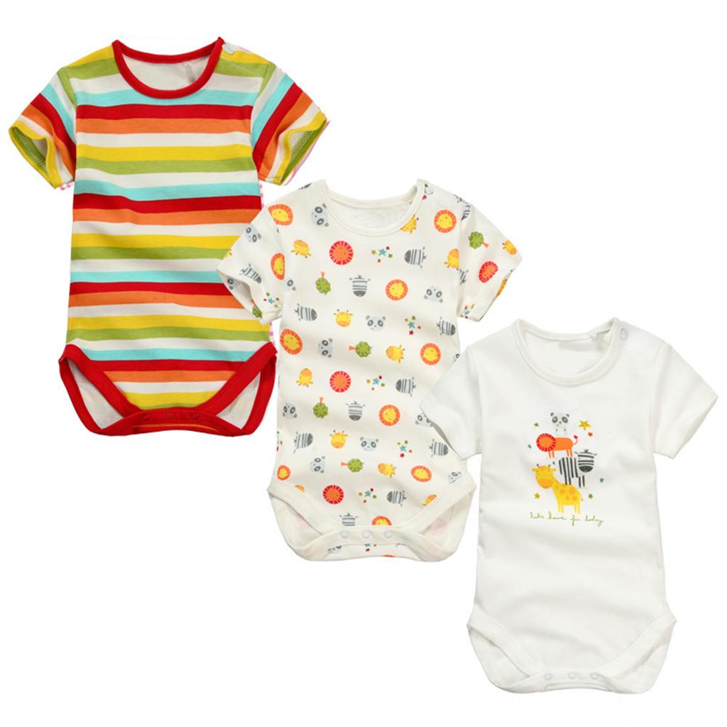 

3 Pcs Animal Print Daily Bodysuits Set