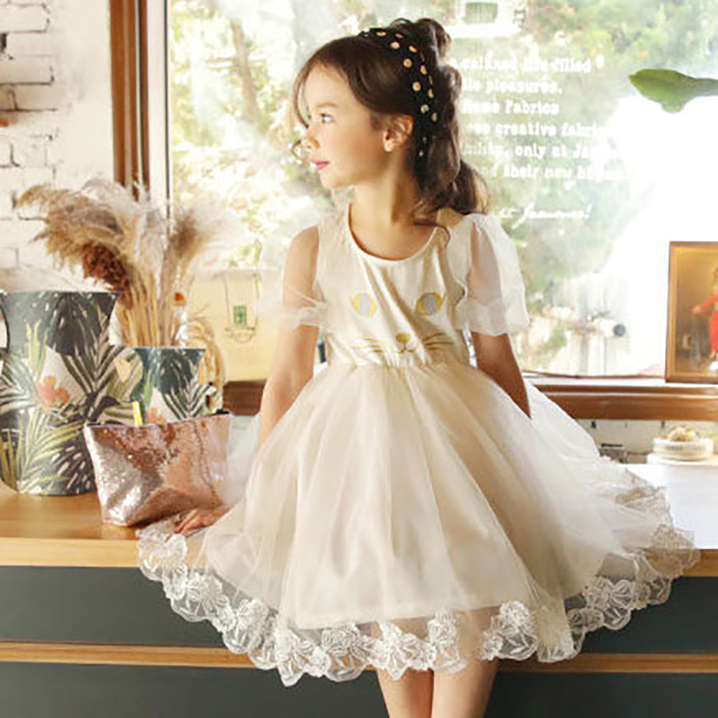 

Solid Lace design Dress for Kid