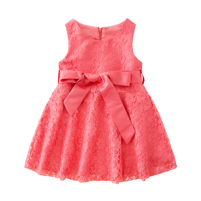 

Pretty Solid Bowknot Decor Sleeveless Lace Dress