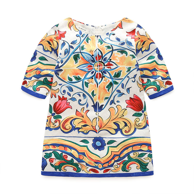 

Elegant Floral Half-sleeve Dress
