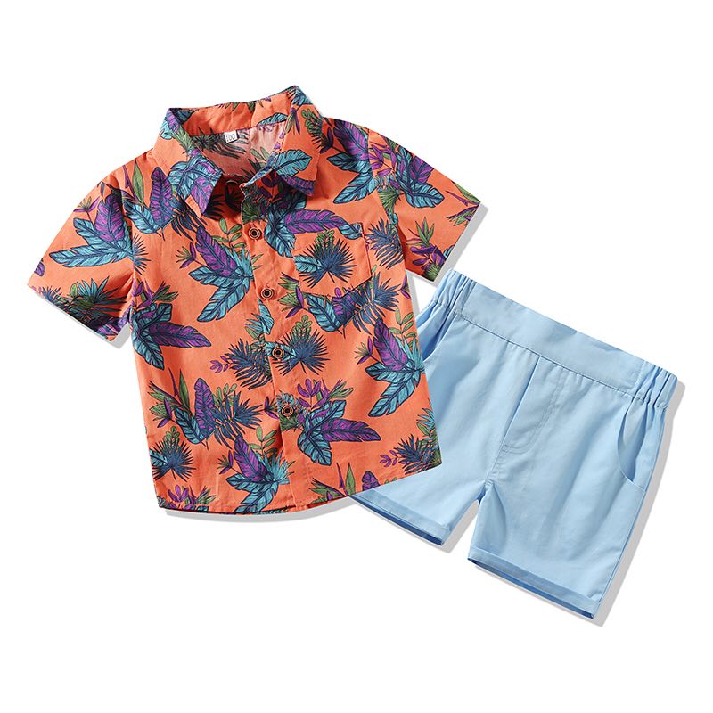 

Baby / Toddler Summer Leaf Print Shirt and Solid Shorts Set