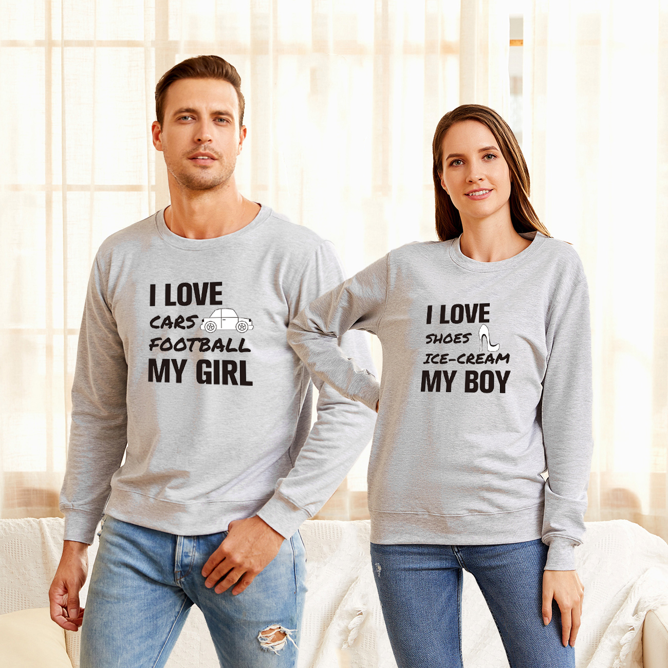 

I LOVE MY GIRL&BOY Letter Sweet Knitting Sweater for Couple