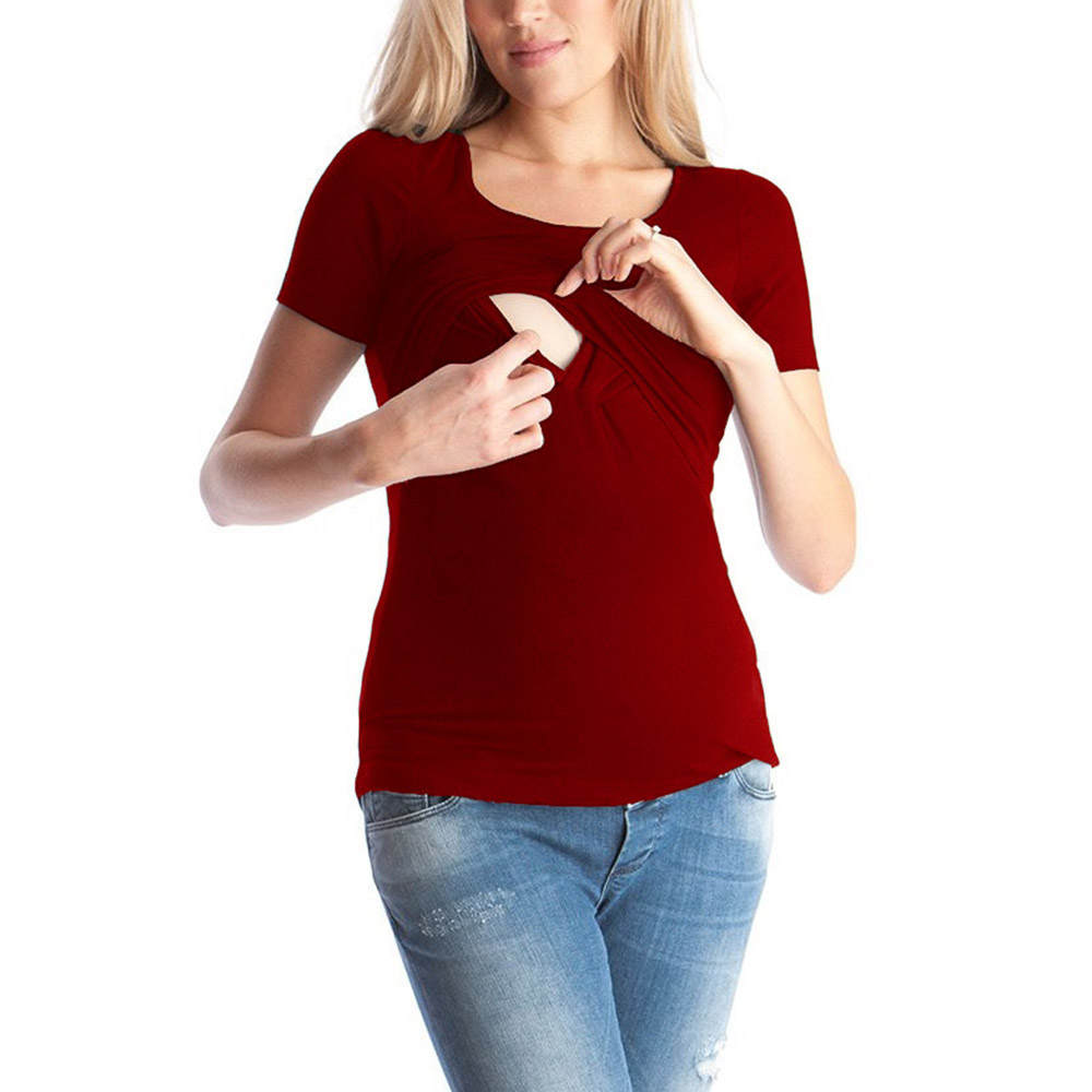 

Cozy Solid Round Neck Nursing Tee