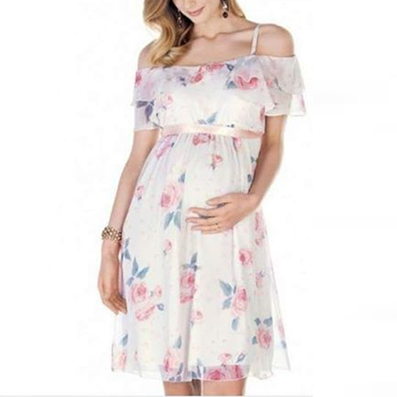 

Elegant Off Shoulder Layered Maternity Dress