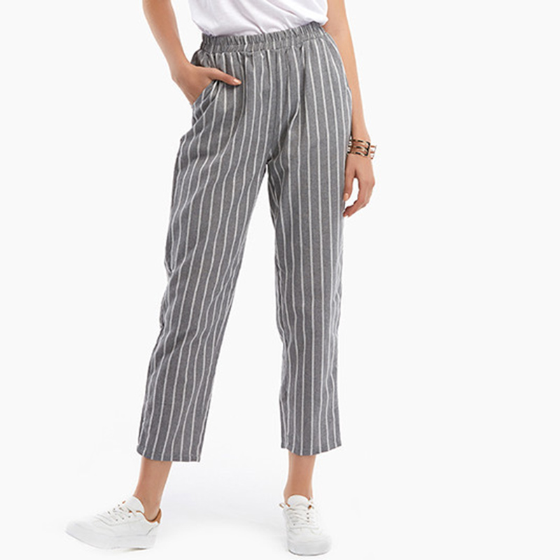 

Trendy Striped Pocket Pants