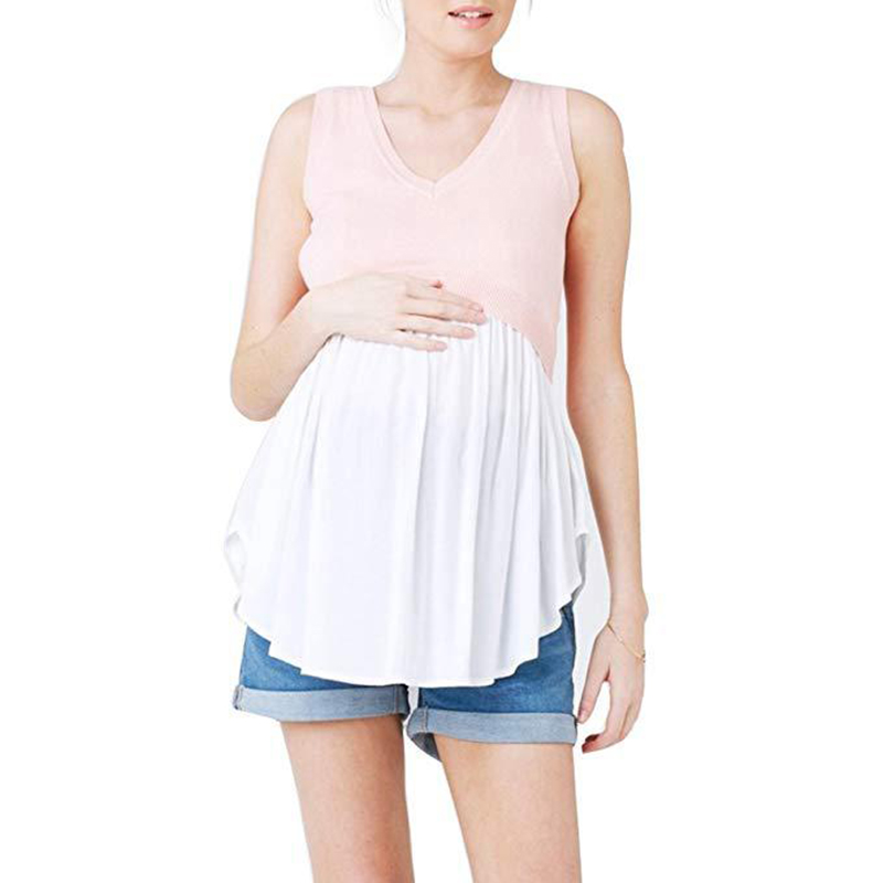 

Sassy Color Contrasted Sleeveless Nursing Top