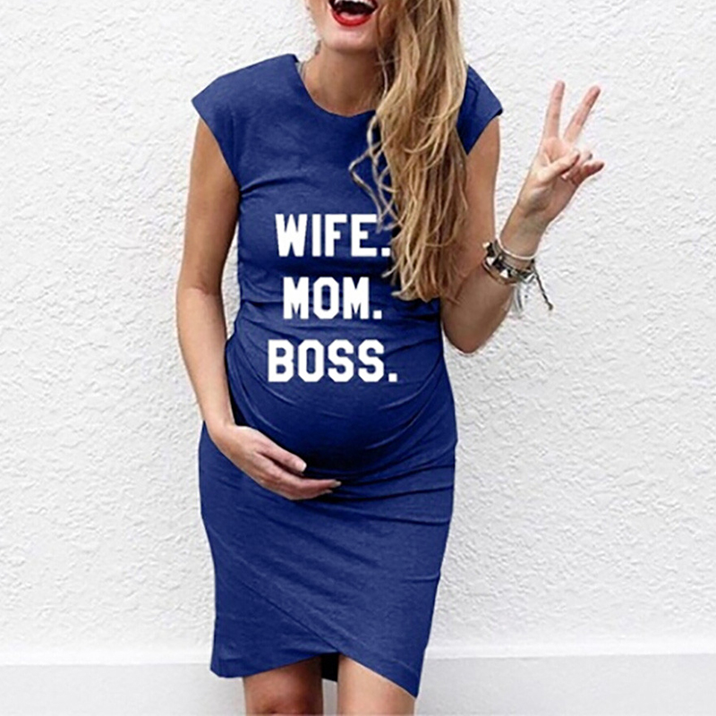 

Trendy Letter Print Short-sleeve Maternity Dress