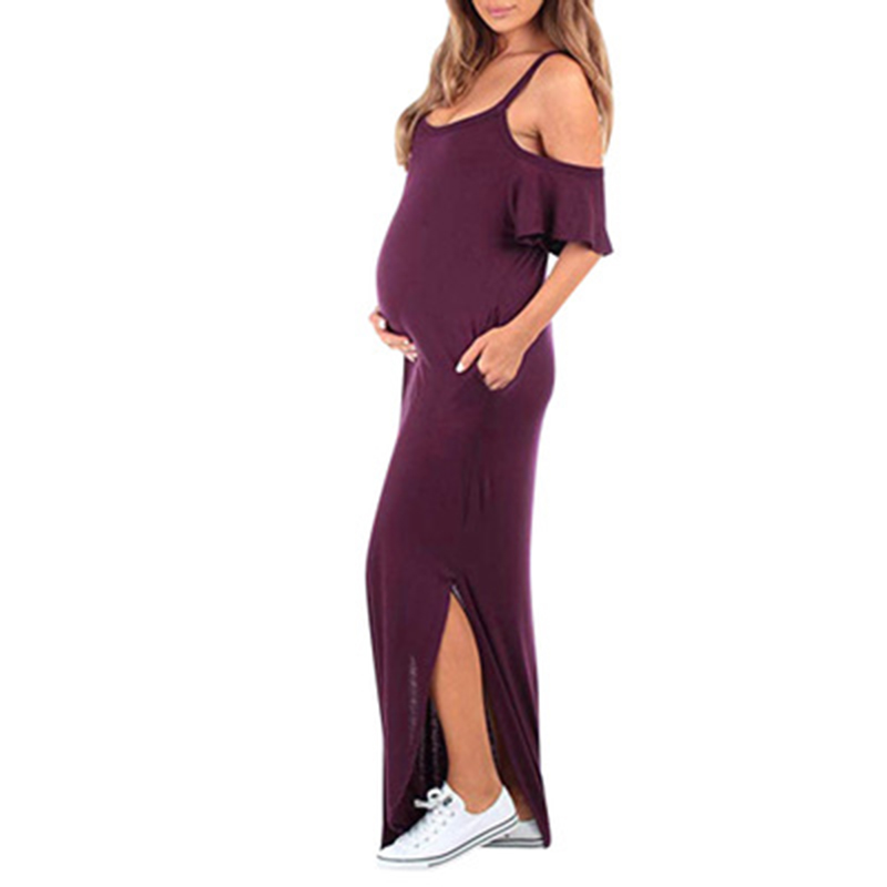 

Sexy Irregular Cold Shoulder Maternity Dress