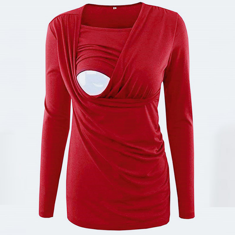 

Basic Solid Long-sleeve Nursing Top