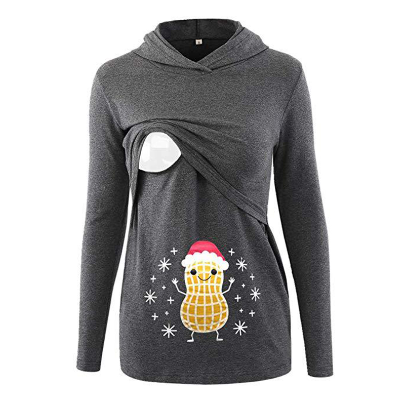 

Christmas Printed Long-sleeve Nursing Hoodie