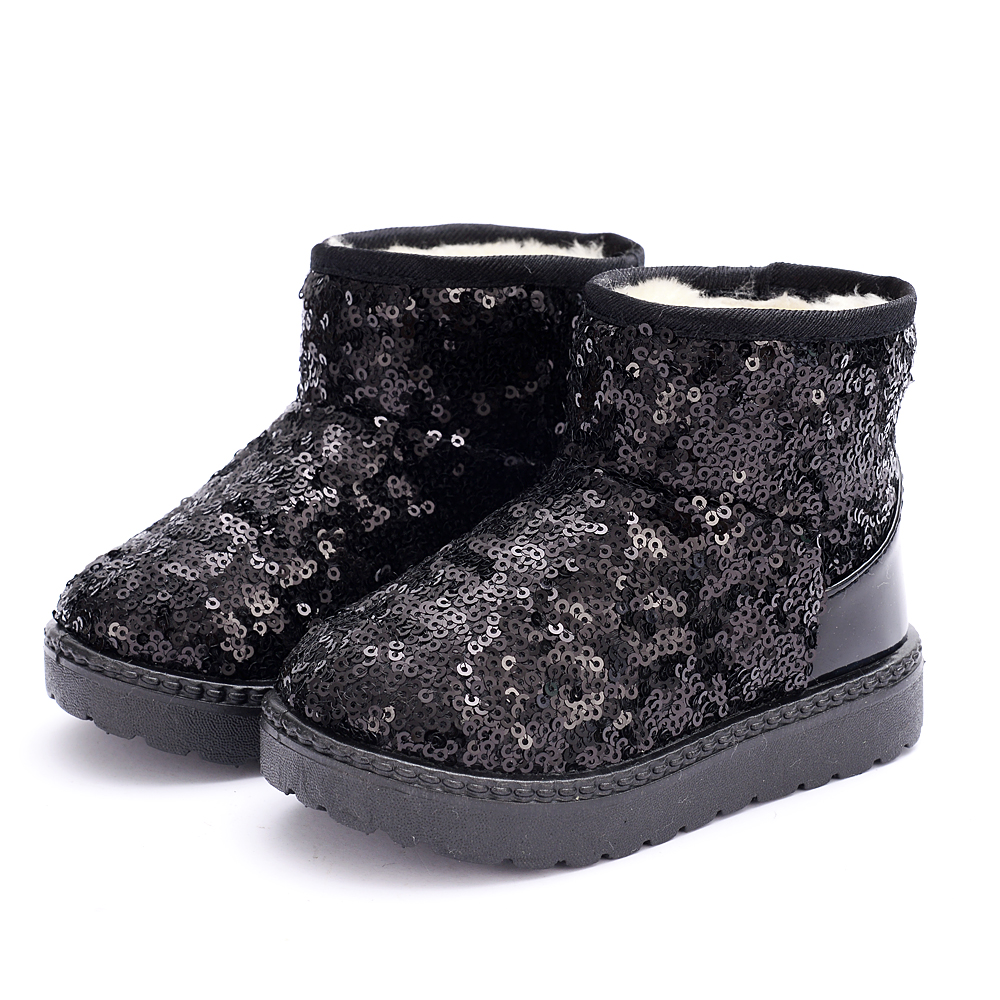 

Toddler / Kid Sequined Solid Fluff Snow Boots