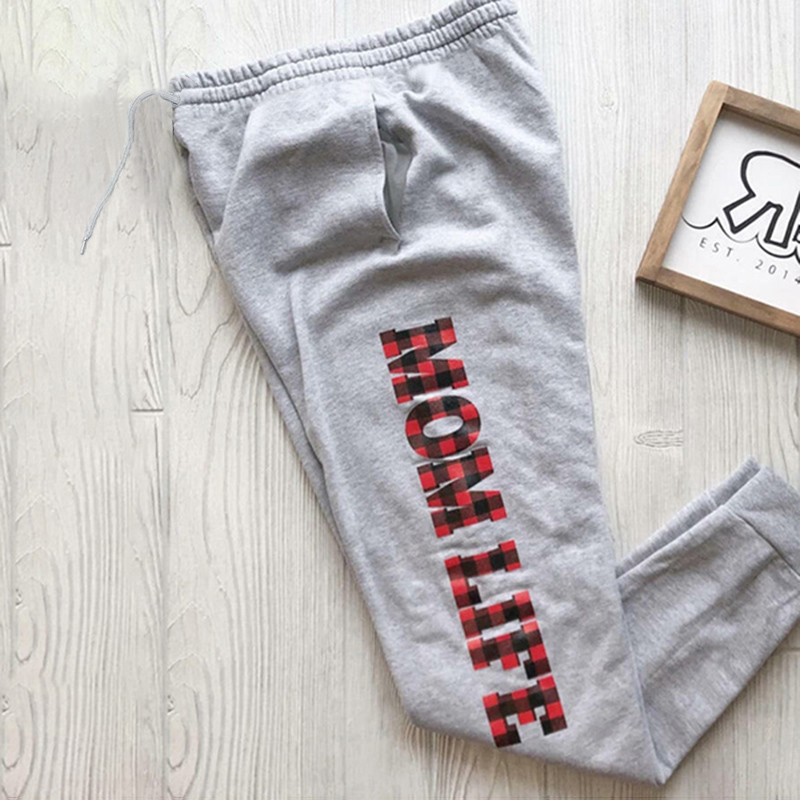 

casual Letter Light Grey Elastic waistband sweartpants pants