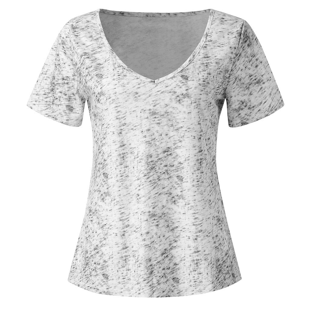 

V-neck Full print Short Sleeve Casual T-shirt