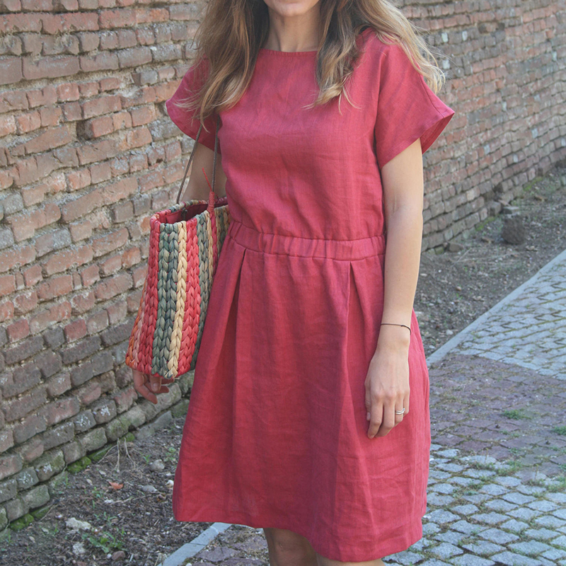 

Casual Solid Short-sleeve Pocket Dress