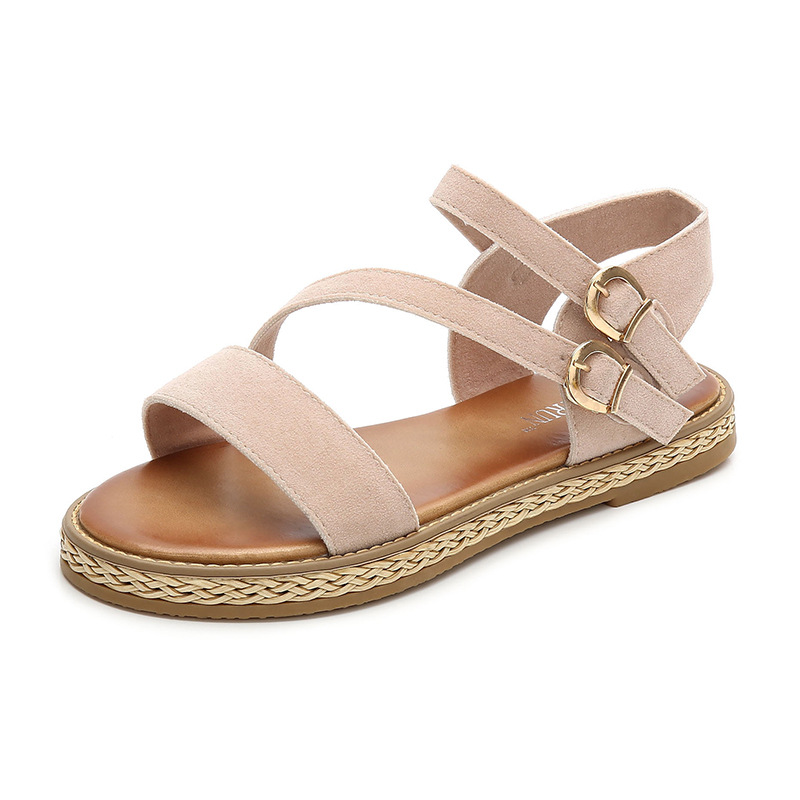 

Graceful Buckle Strap Flat Sandals