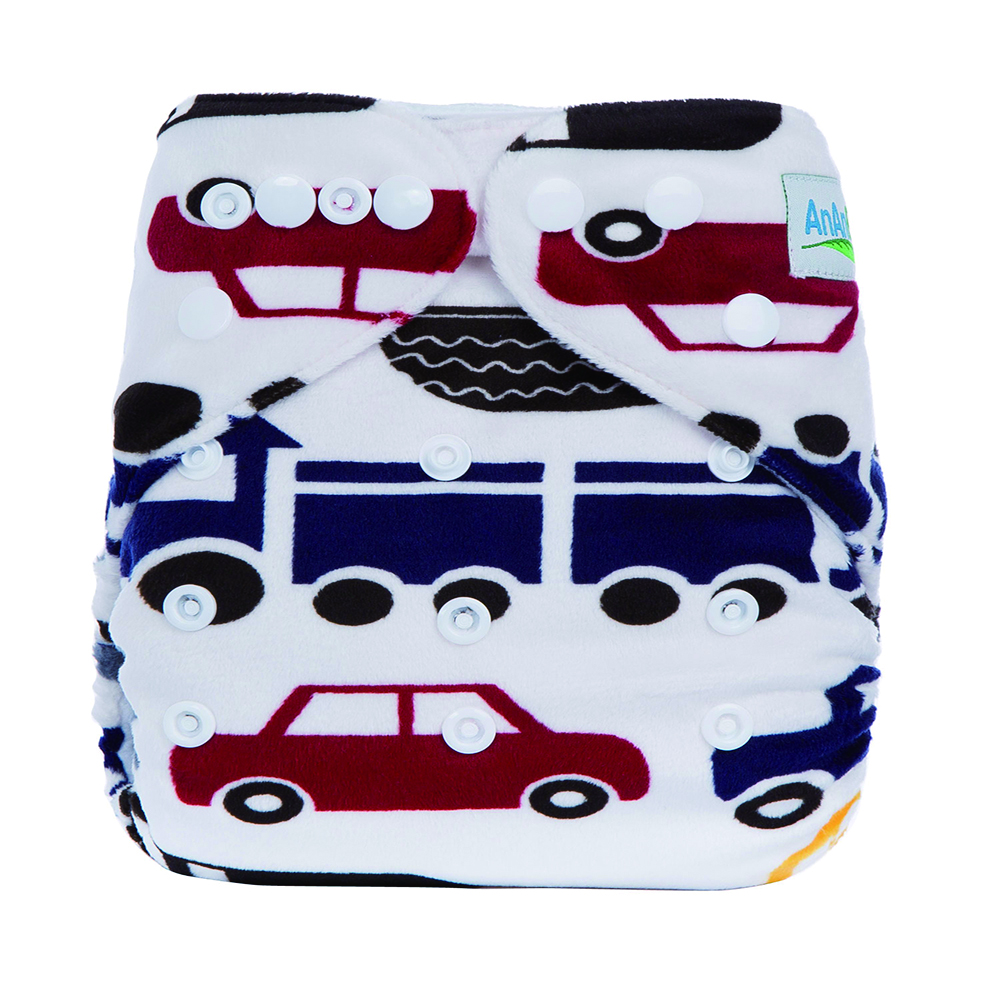 

Adjustable Car Print Fleece Cloth Diaper with One Insert