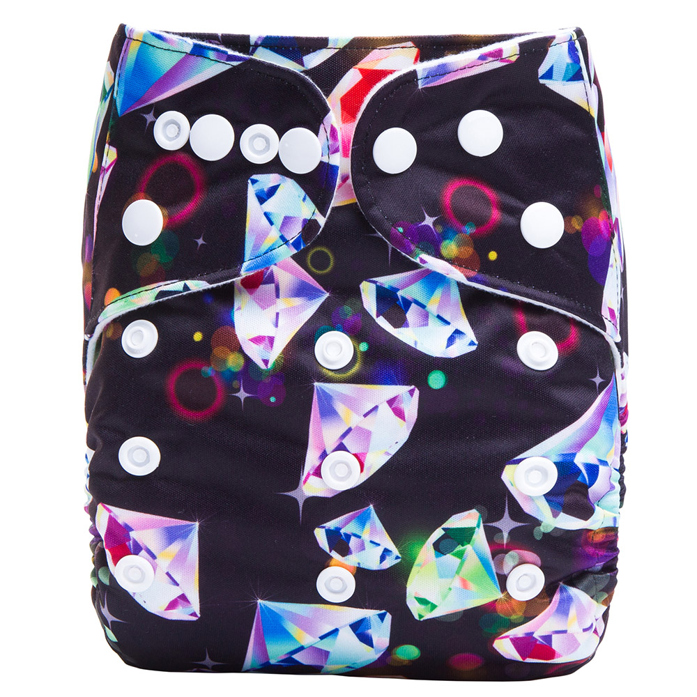 

Adjustable Diamond Print Cloth Diaper with One Insert