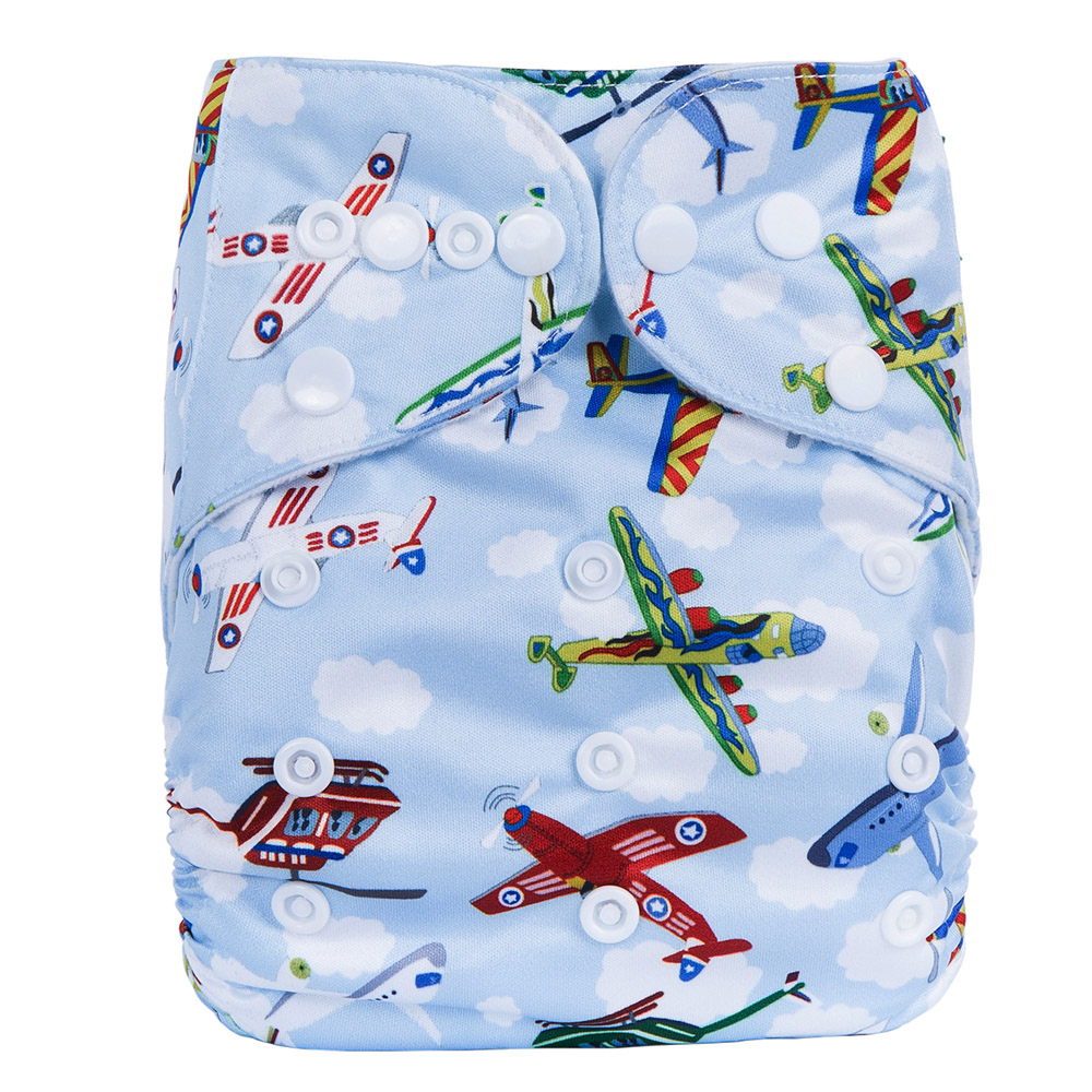 

Adjustable Plane Print Cloth Diaper with One Insert