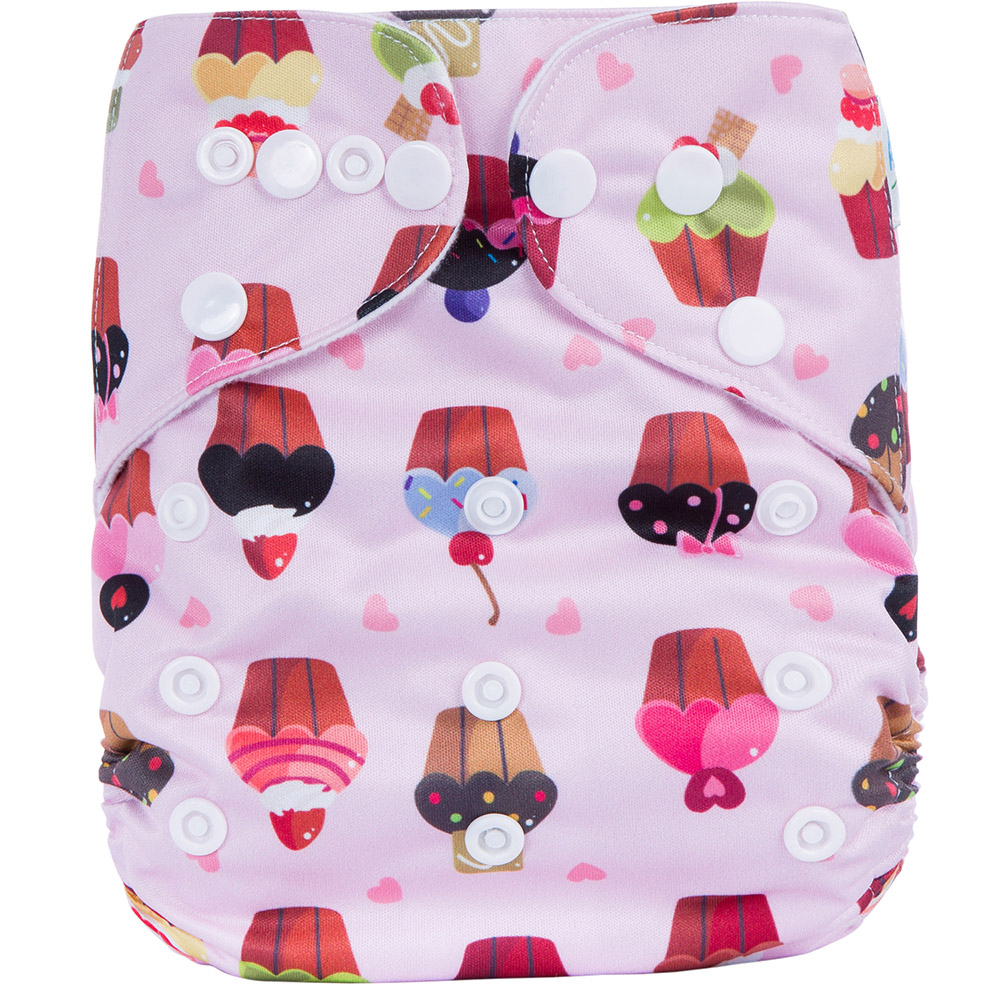 

Adjustable Ice Cream Print Cloth Diaper with One Insert