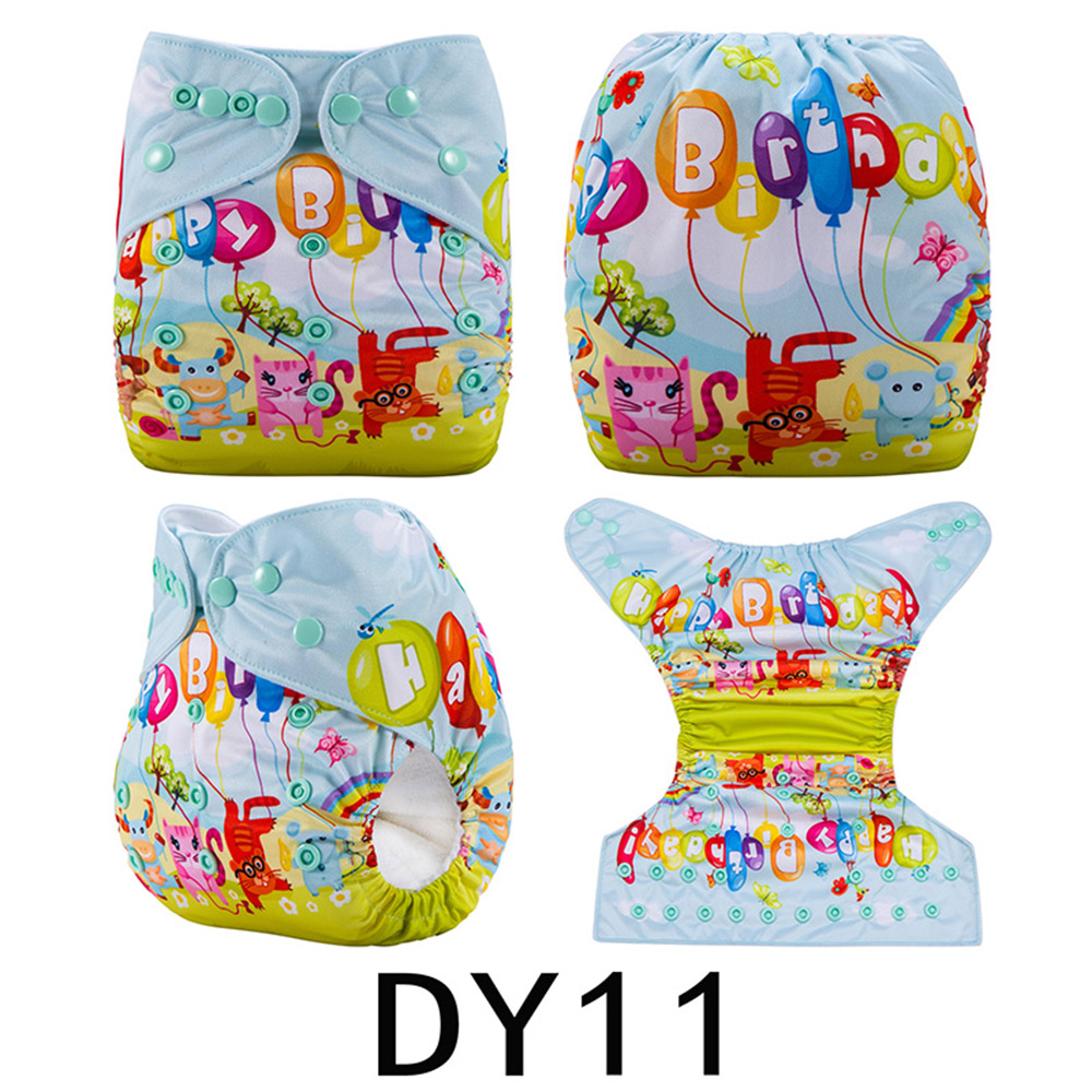 

Adjustable ""Birthday"" Print Cloth Diaper with One Insert