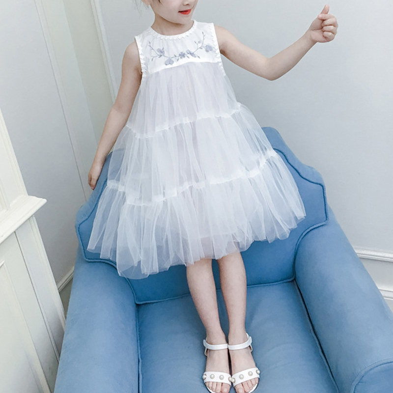 

Pretty Embroidered Sleeveless Mesh Dress