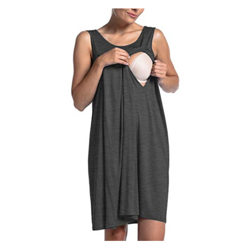 

Casual Solid Maternity Nursing Dress