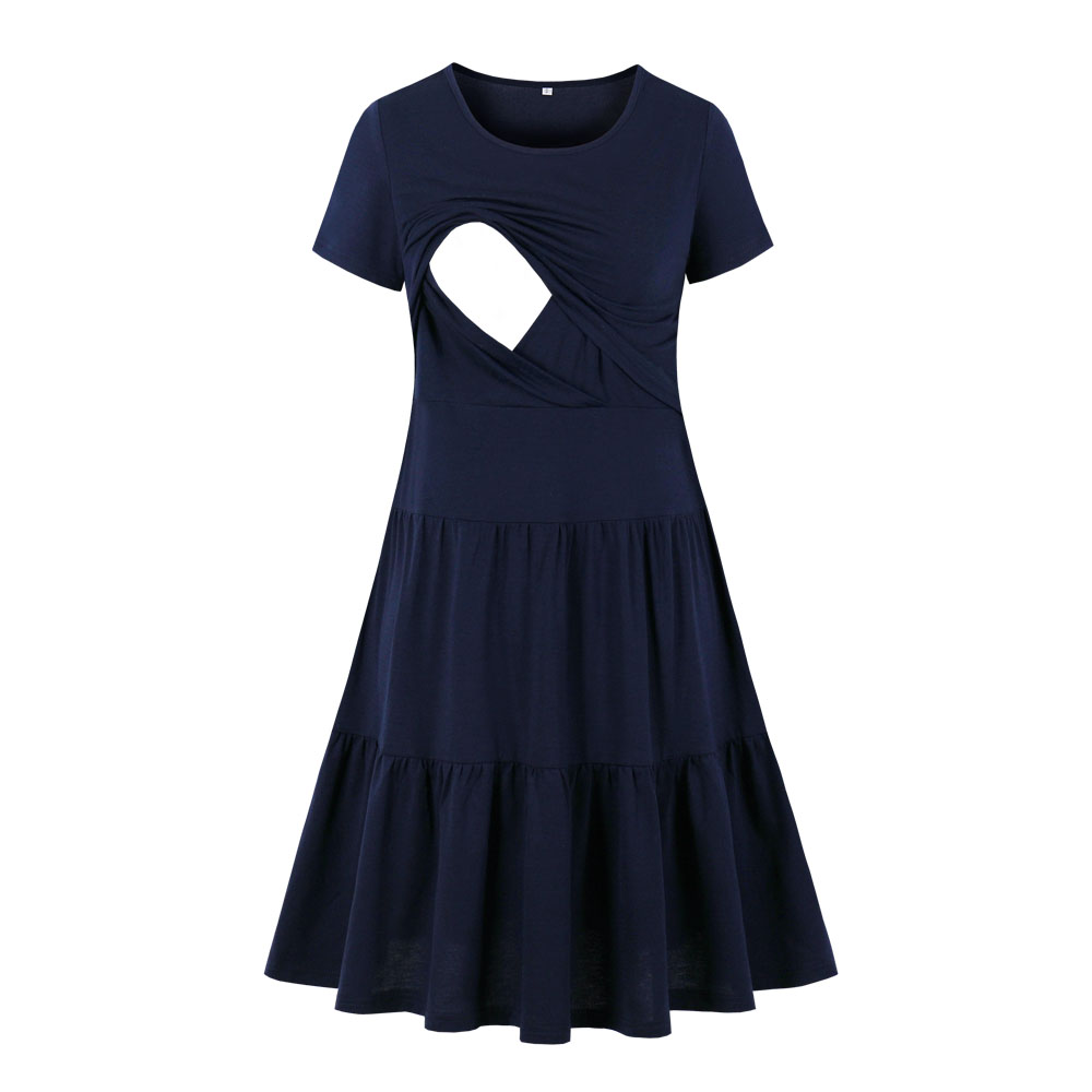 

Maternity Round collar Plain Knee length X Short-sleeve Nursing Dress