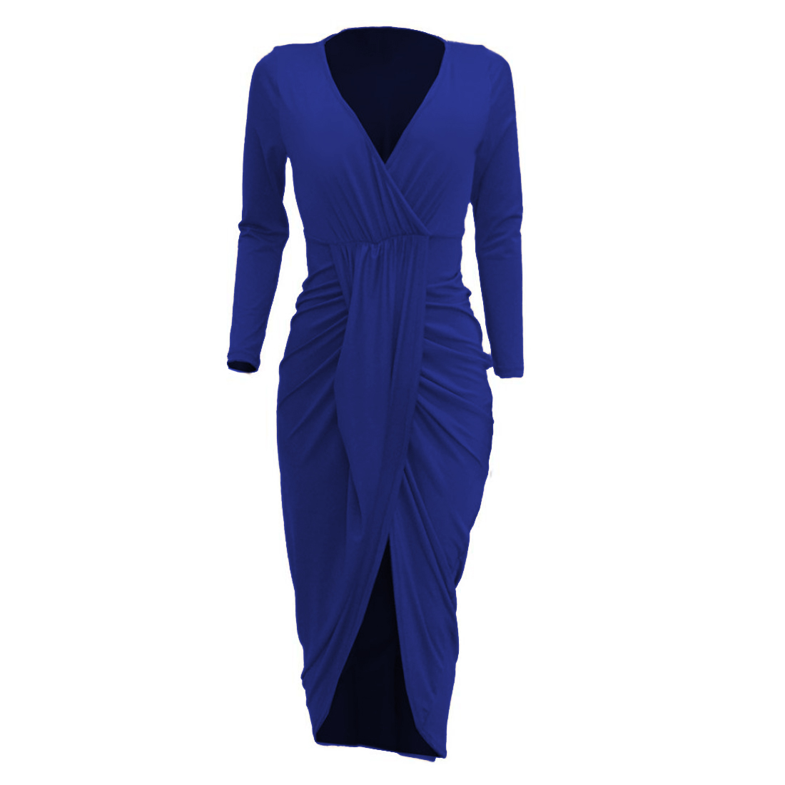 

V-neck Long Sleeves Pleated Bodycon Dress