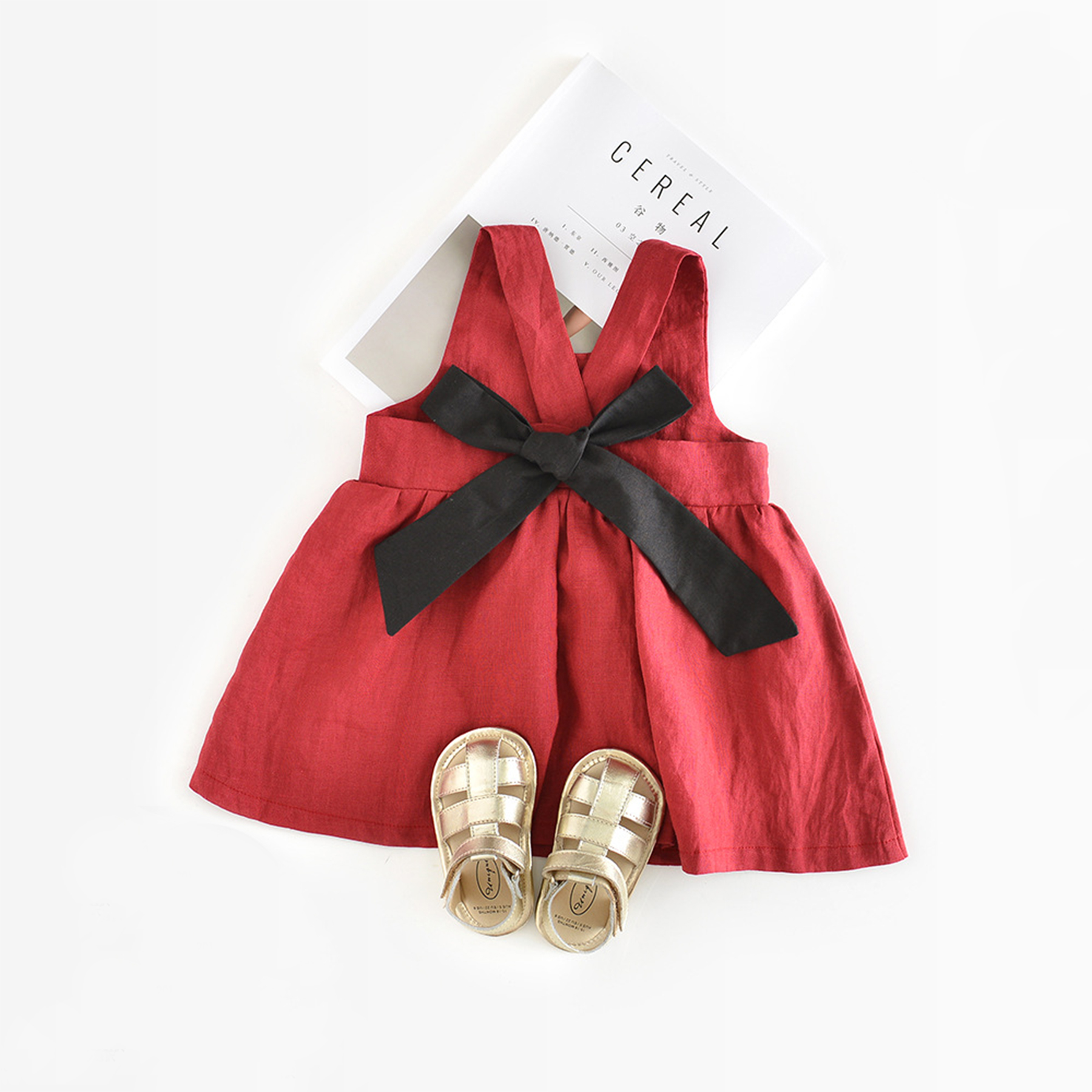 

Solid Bowknot Decor Dress for Baby / Toddler Girl