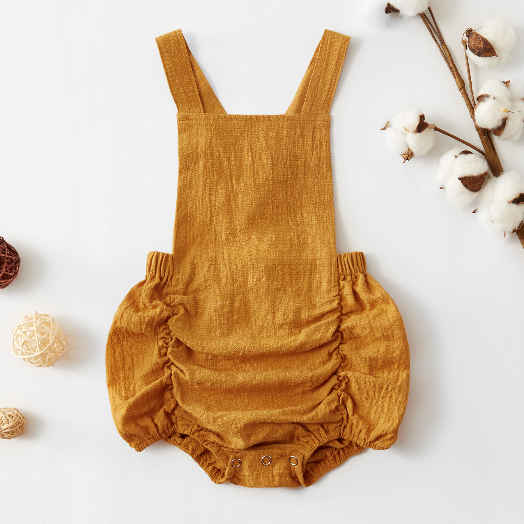 

Baby Girl Solid Ruffled Design Sleeveless Romper