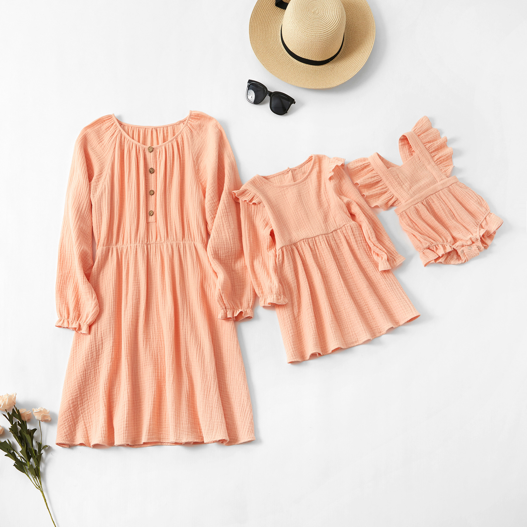 

Solid Button Dresses for Mommy and Me